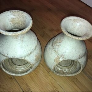 Rustic Cream Ceramic Candle Holders Chimineas